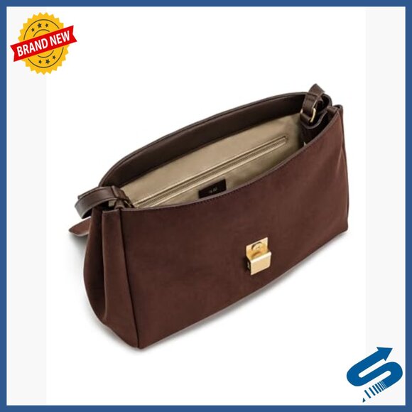 Faux Suede Shoulder Bag Fits 11-inch iPad Pro, Magnetic Closure Satchel - Picture 6 of 6